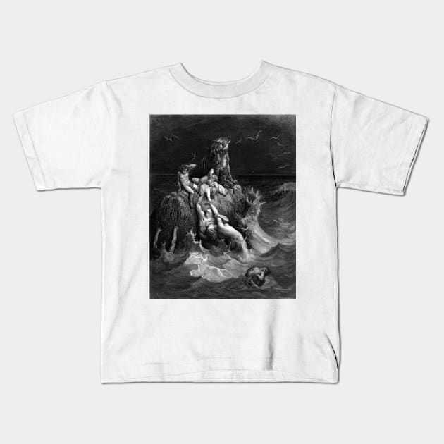 The Deluge - Gustave Dore, Holy bible Kids T-Shirt by forgottenbeauty